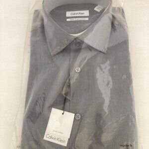 Calvin Klein Men Dress Shirt Greystone Stripe Regular Fit Size 16-32/33 NWT